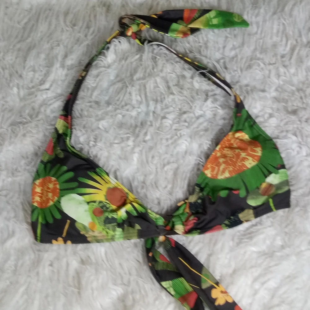 Cyn & Luca Floral Halter Bikini Top Size S